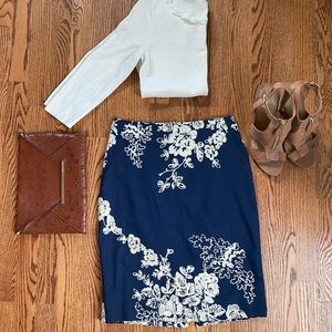 JCrew Embroidered Pencil Skirt